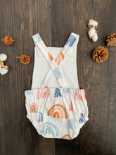 Load image into Gallery viewer, Baby + Toddler Organic Cotton Bubble Romper Playsuit in Earthy Rainbows
